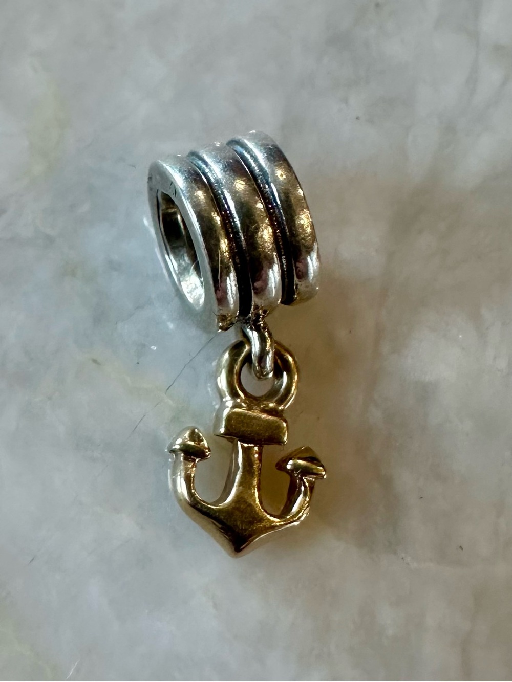 Pandora Sterling Silver and 14k solid gold retired Anchor charm